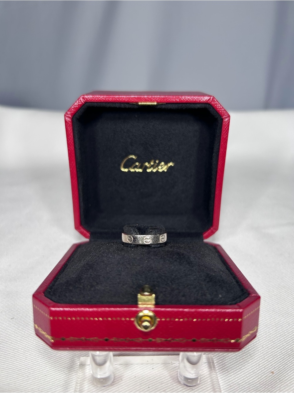 Cartier Love Ring size 5.25 18k White Gold Size 50 5.5mm signed MPN B409105